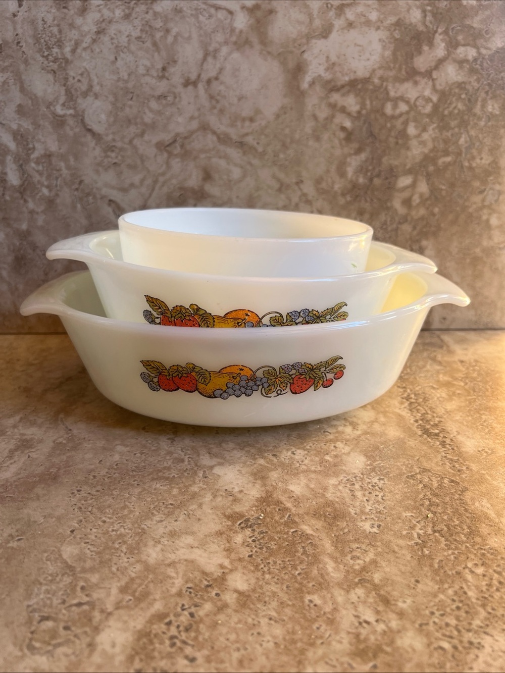 Fire King Vintage Anchor Hocking Natures Bounty - Set of 3